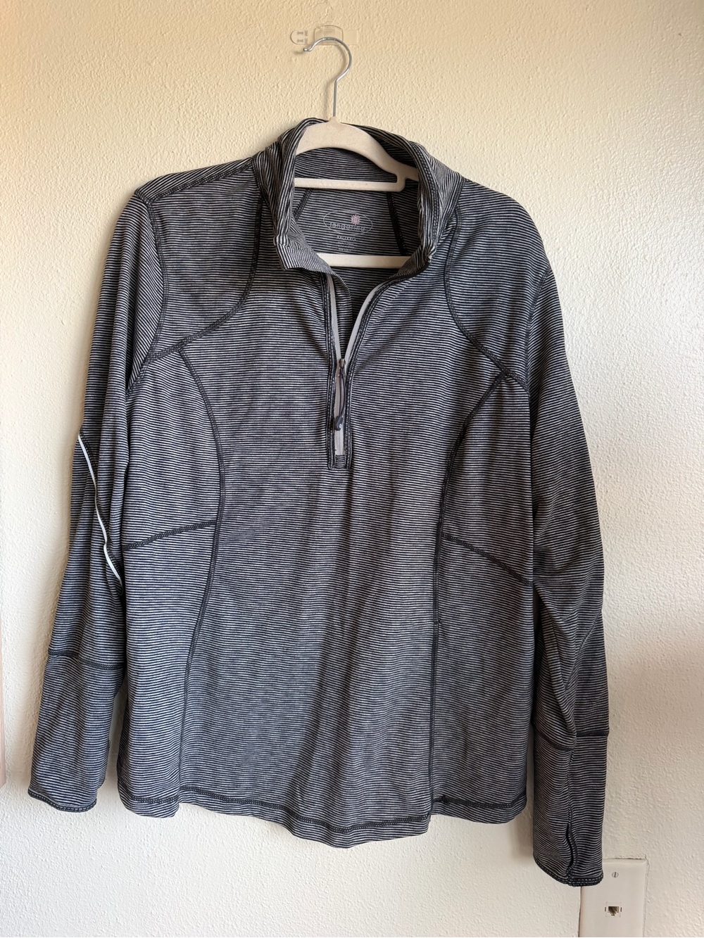 Tangerine Striped Quarter-Zip Performance Sweater